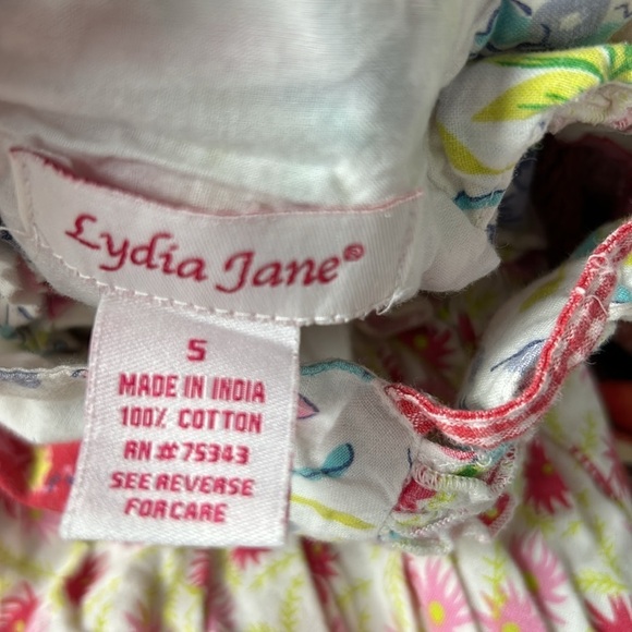 Lydia Jane Red Gingham Floral Patchwork Off the Shoulder Apron Dress -Size 5 - Picture 6 of 6